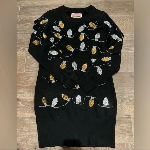 Tipsy Elves Sequin Christmas Light Strand Sweater Dress NWOT XXL Holiday Party - Picture 6 of 8